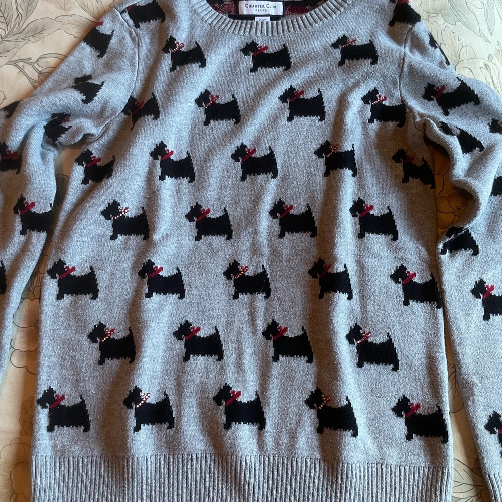 Ladies Charter Club Scottie Sweater - Size Petite